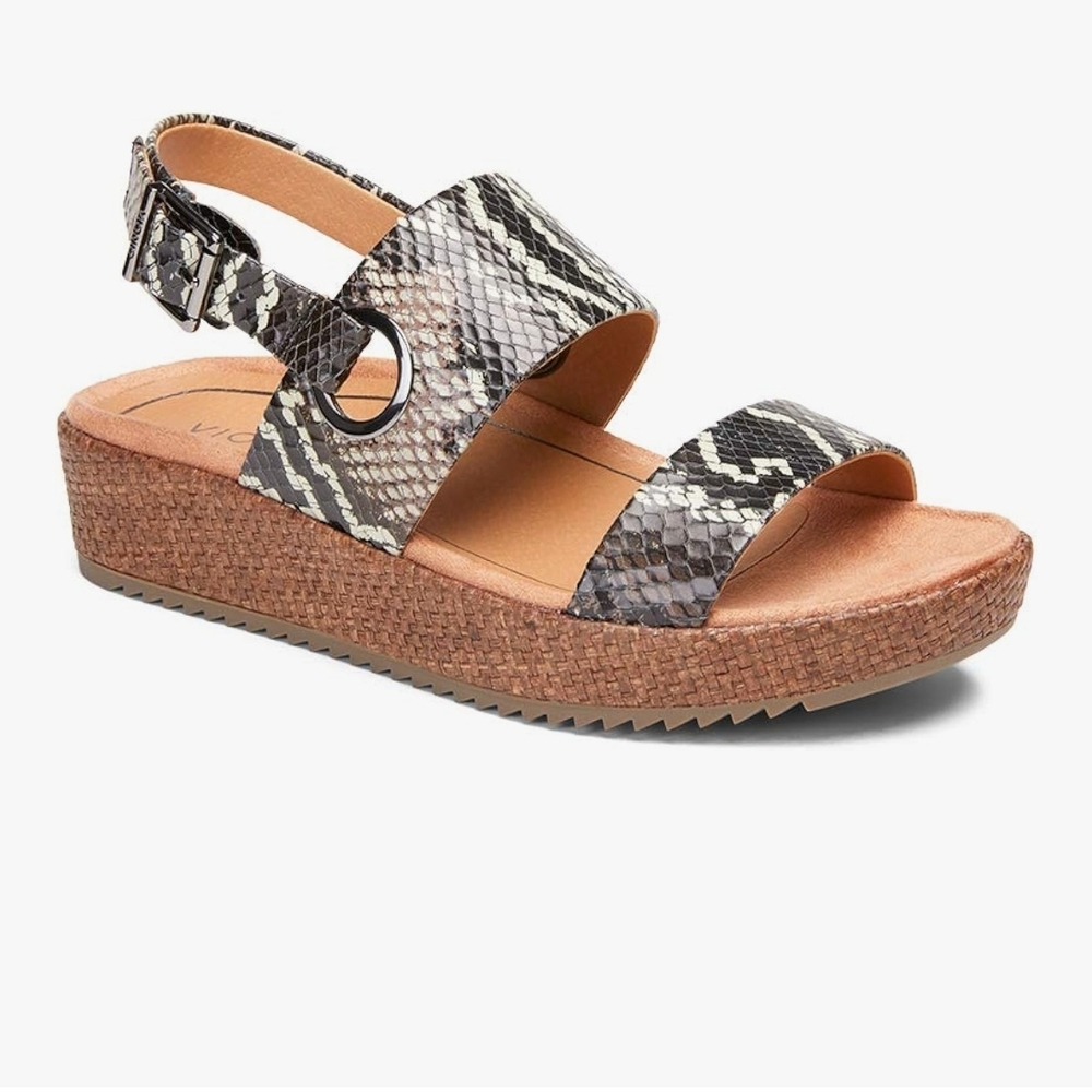 Vionic Louis Snakeskin Platform Slingback Sandals Sz 10 | Comfort Ortho Wedge - Picture 2 of 15